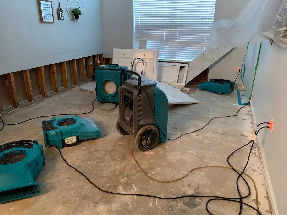 Dehumidifier in flood-cut room for Water Damage Restoration in Suisun City